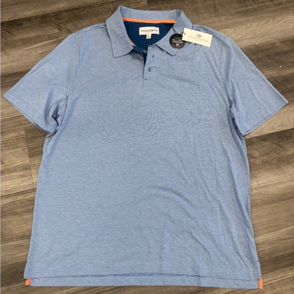 NWT Men's XL Thomas Sterling Light Blue Polo Shirt